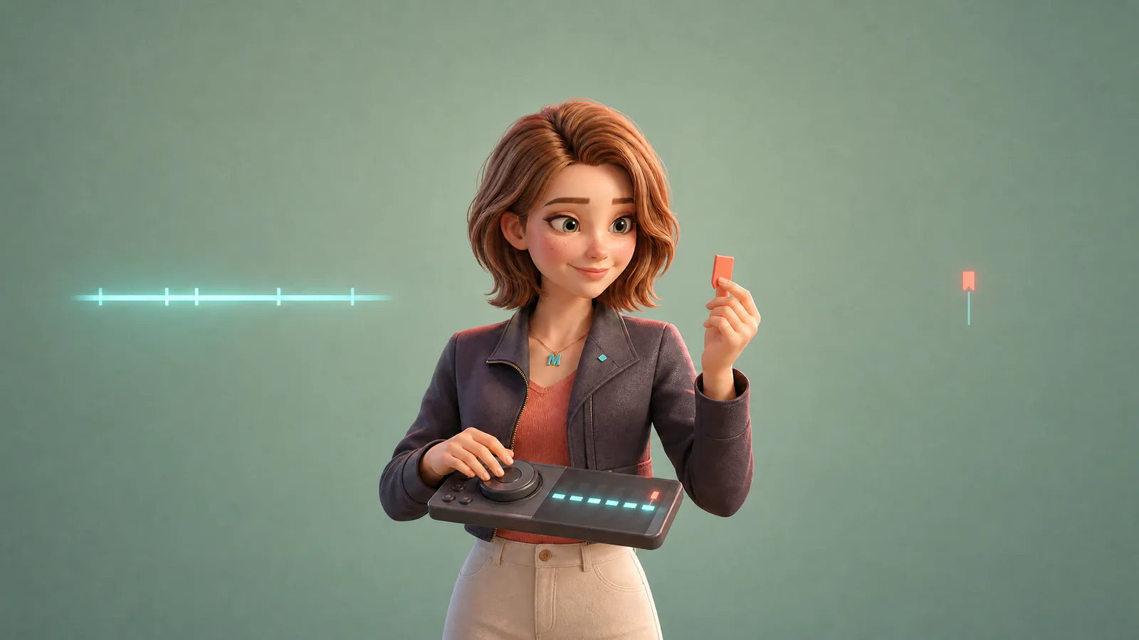 Moras Video Editor adjusting a compact editing controller