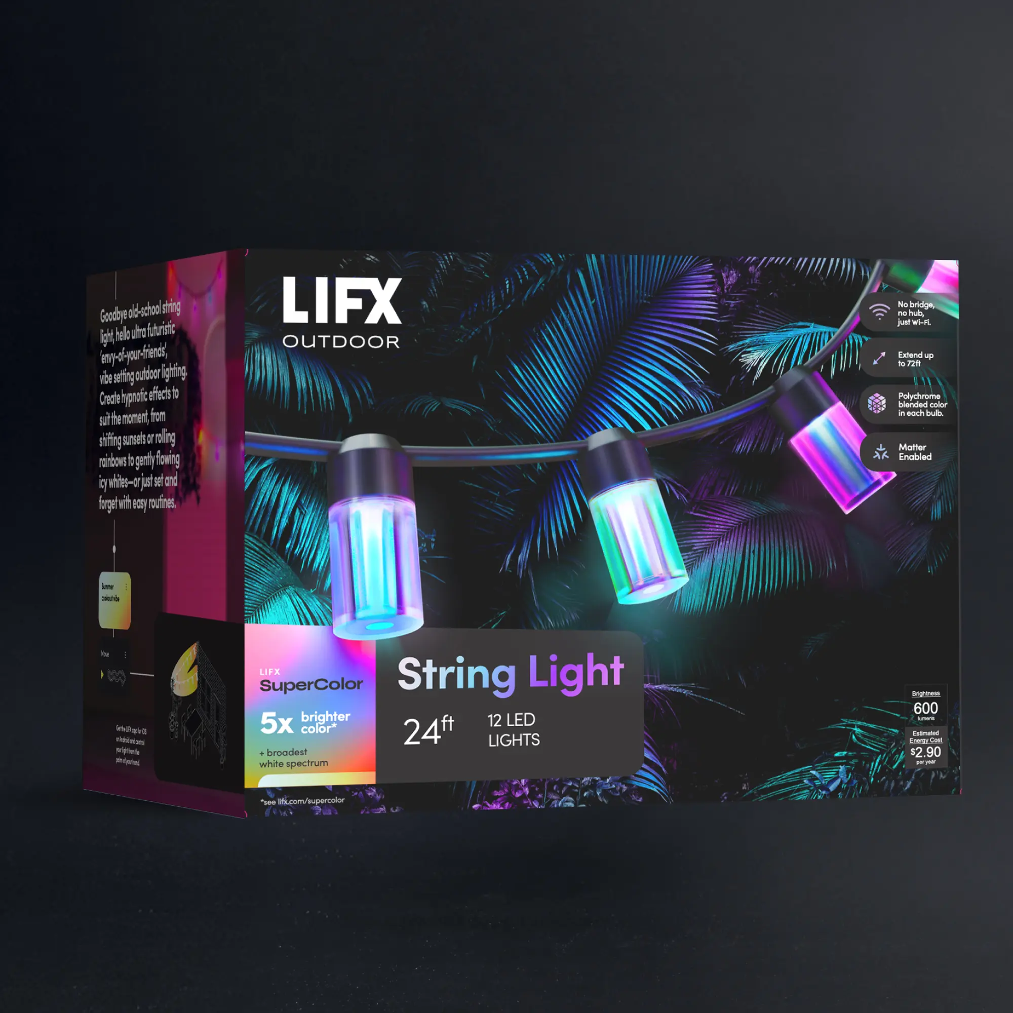 LIFX Outdoor SuperColor String Light 24ft Kit - 600 Lumens