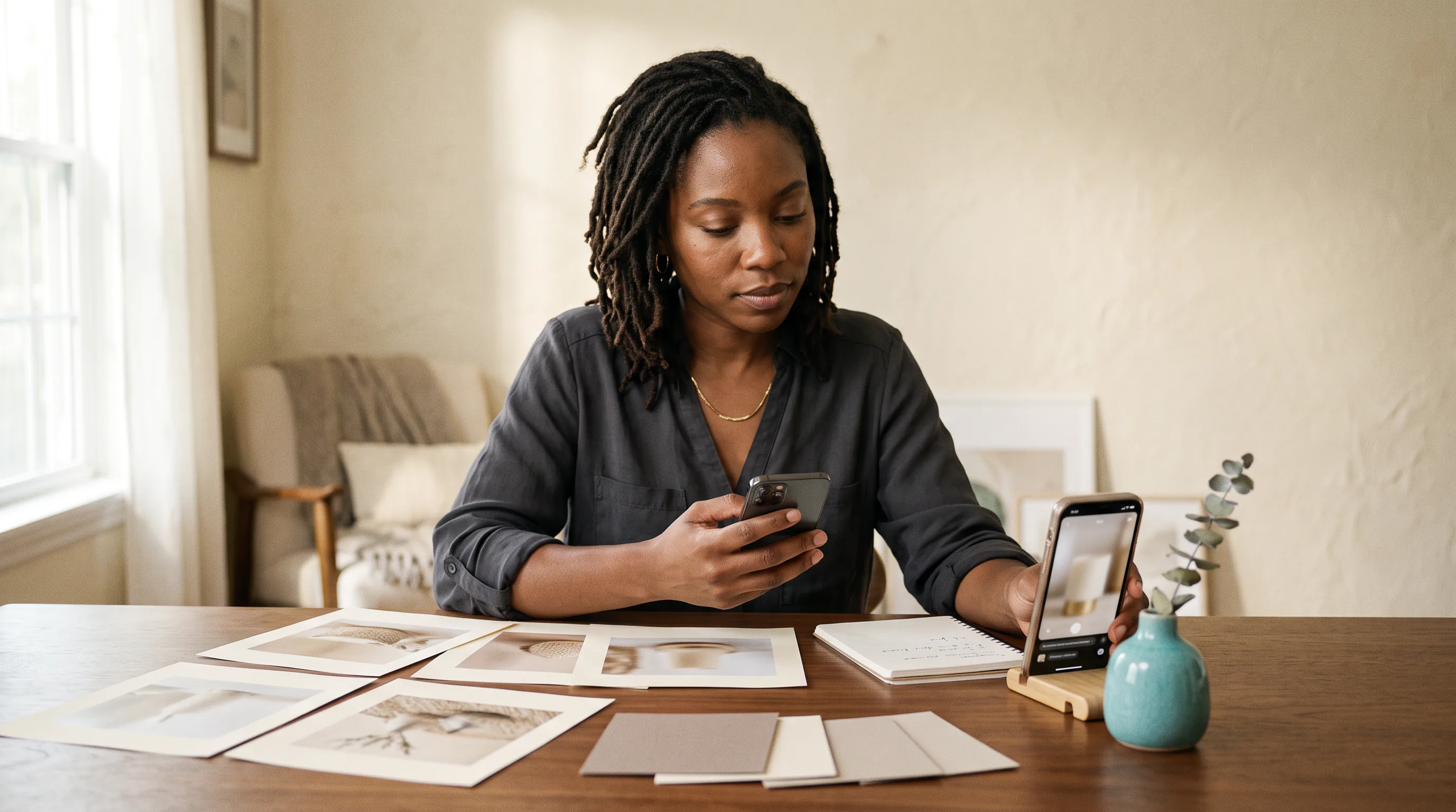 Line illustration of product photos rendered into finished vertical videos with shipping skipped