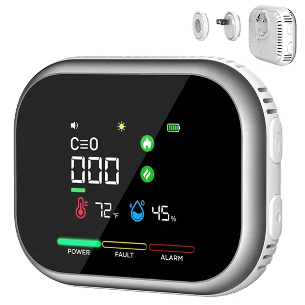 VASAIKO 6-in-1 Portable  Detector with Natural Gas & Temperature Humidity Sensors Plug-and-Play Design High-Definition Display Accurate Alerts Ideal for Kitchen Garage RVs Apartments