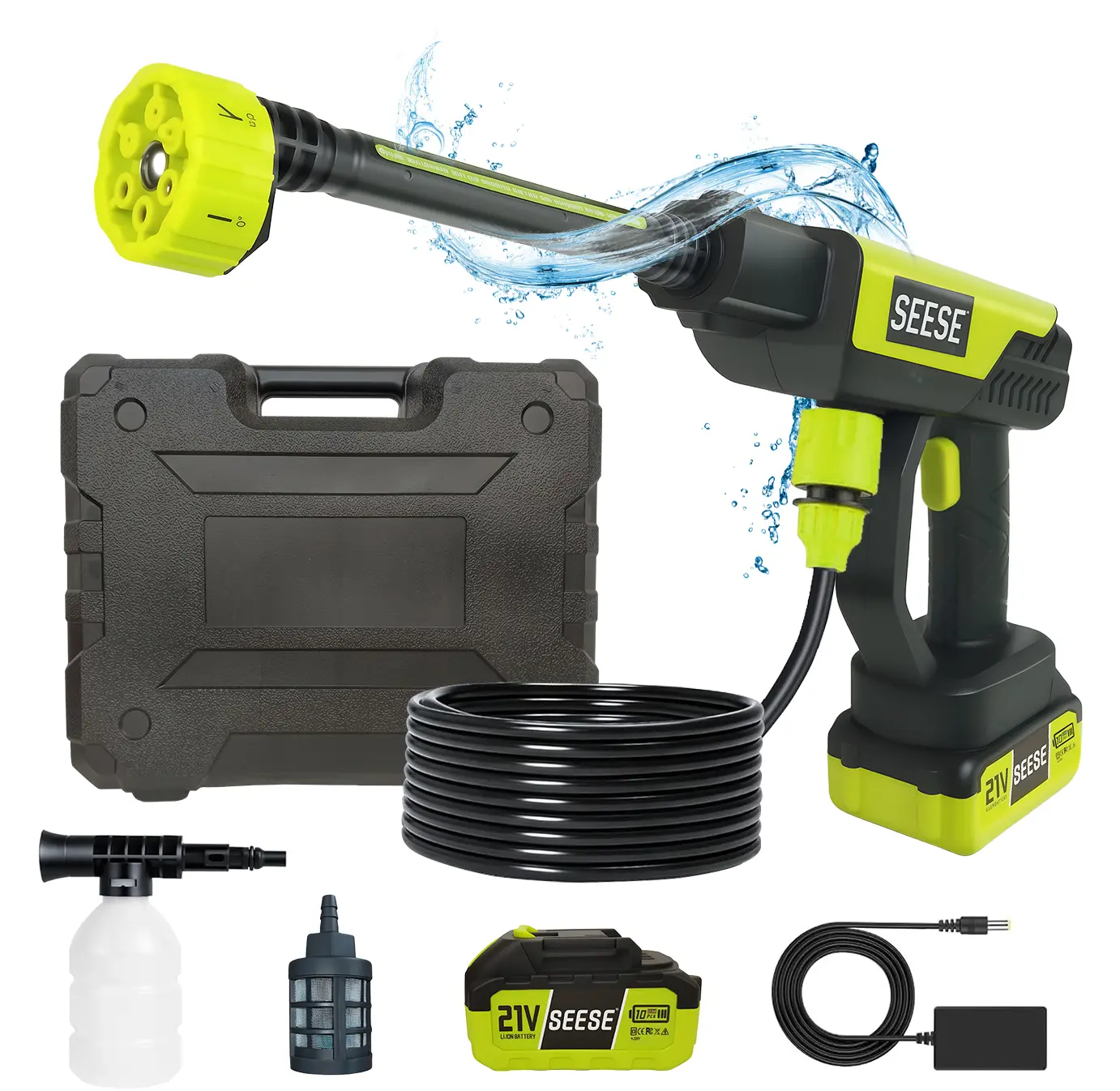 SEESE Cordless Pressure Washer and Single Port Charger Base, Bottle Portable Washer for Car,Home Cleaning & Garden Watering