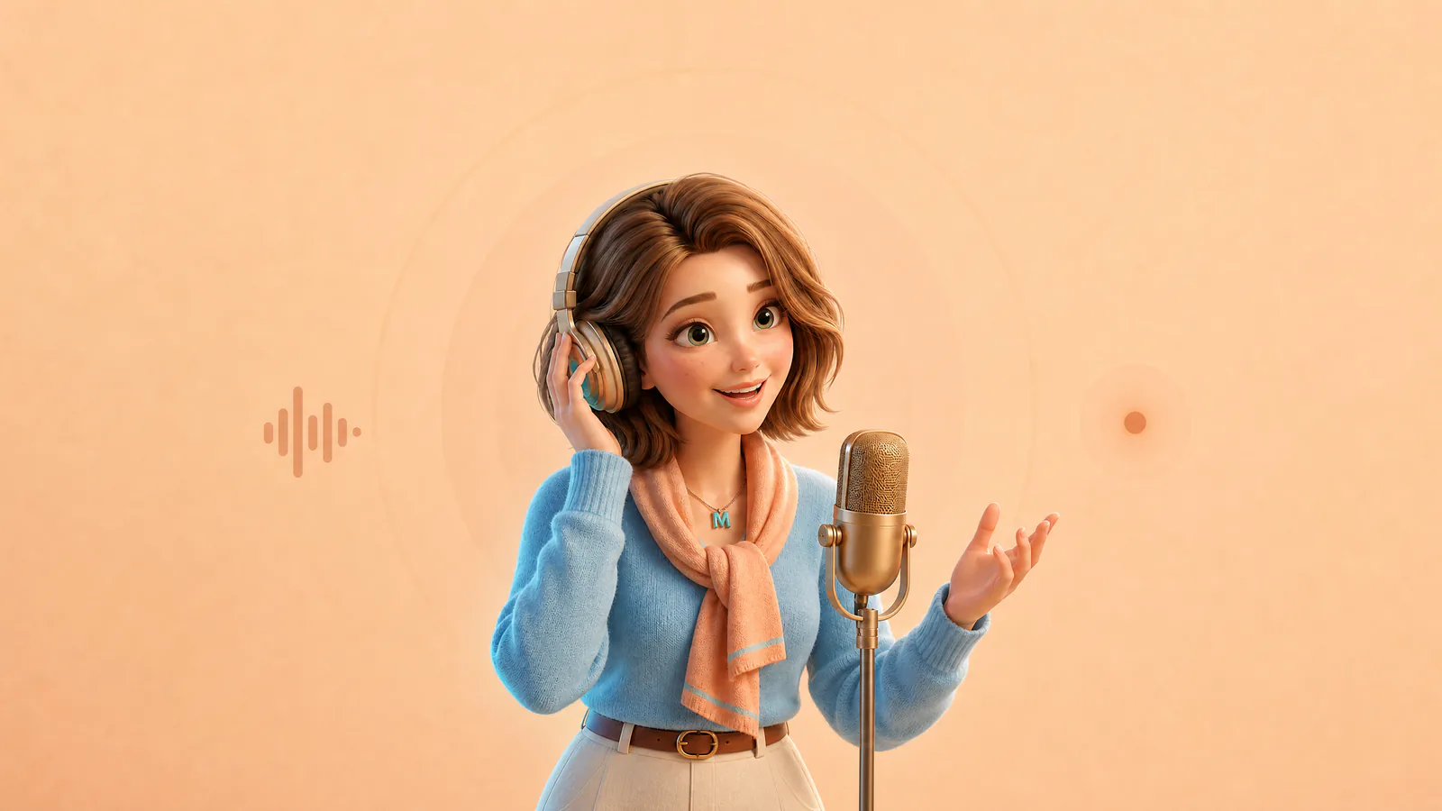 Moras Voice Actor recording with headphones and a microphone