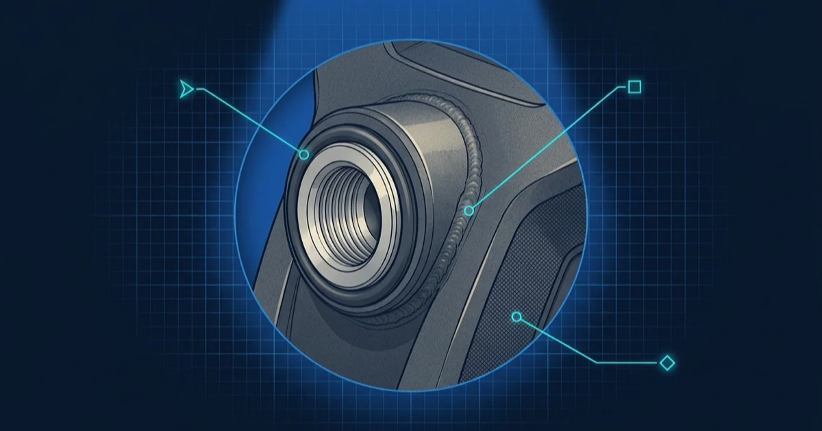 Line drawing of a macro close-up on a product detail with a spec callout